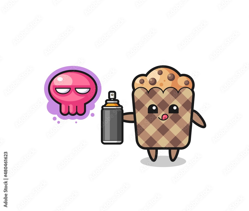 muffin cartoon make a graffiti with a spray paint muffin cartoon make a graffiti with a spray paint
