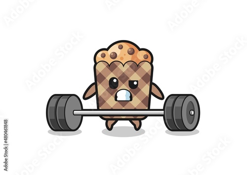 cartoon of muffin lifting a barbell