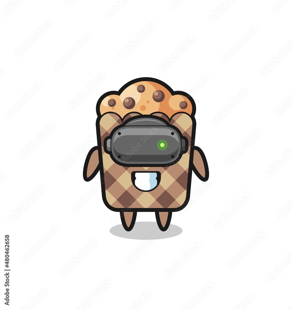 cute muffin using VR headset cute muffin using VR headset