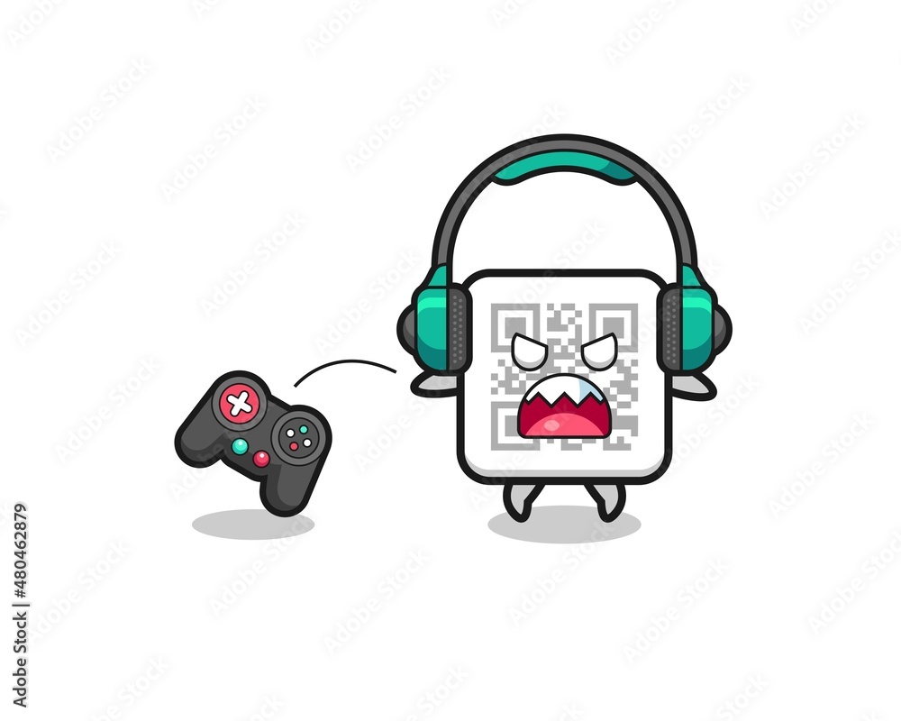 qr code gamer mascot is angry qr code gamer mascot is angry