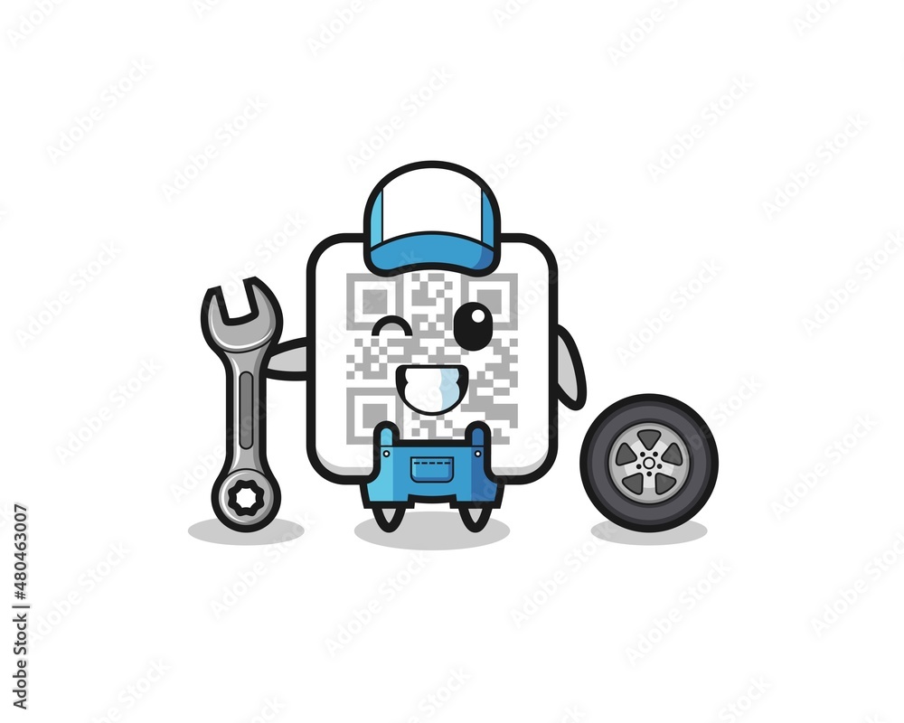 the qr code character as a mechanic mascot the qr code character as a mechanic mascot