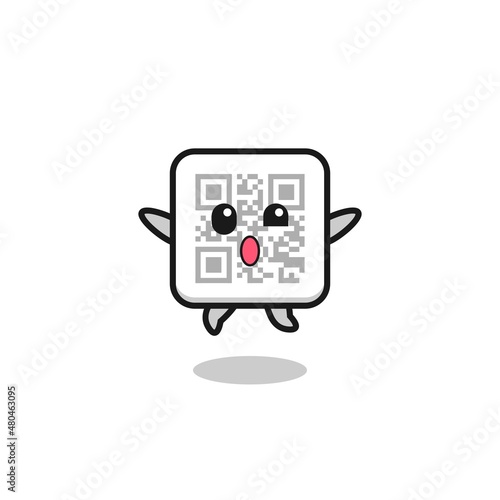 qr code character is jumping gesture