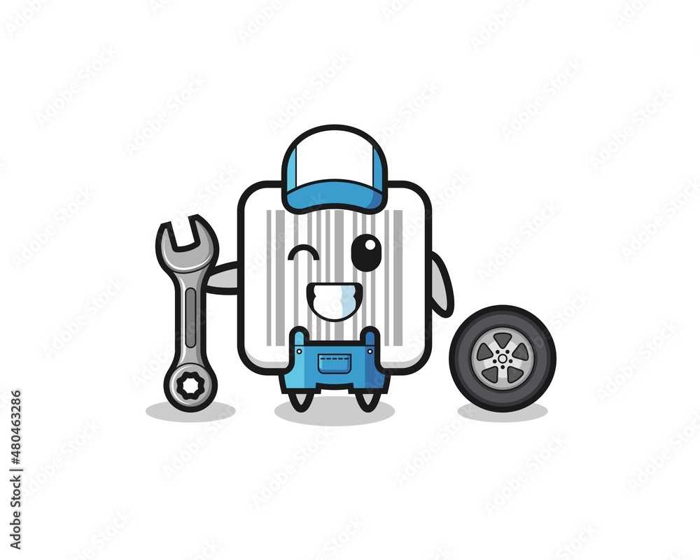 the barcode character as a mechanic mascot the barcode character as a mechanic mascot