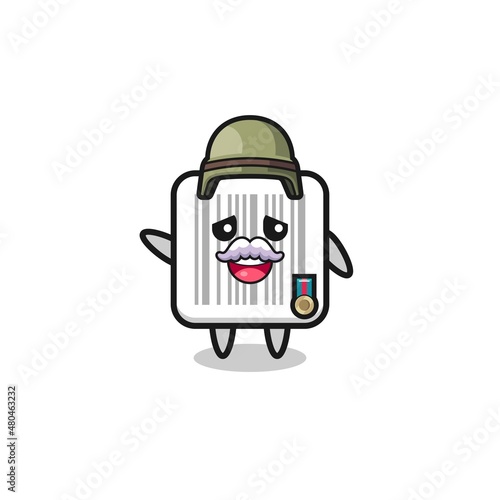 cute barcode as veteran cartoon