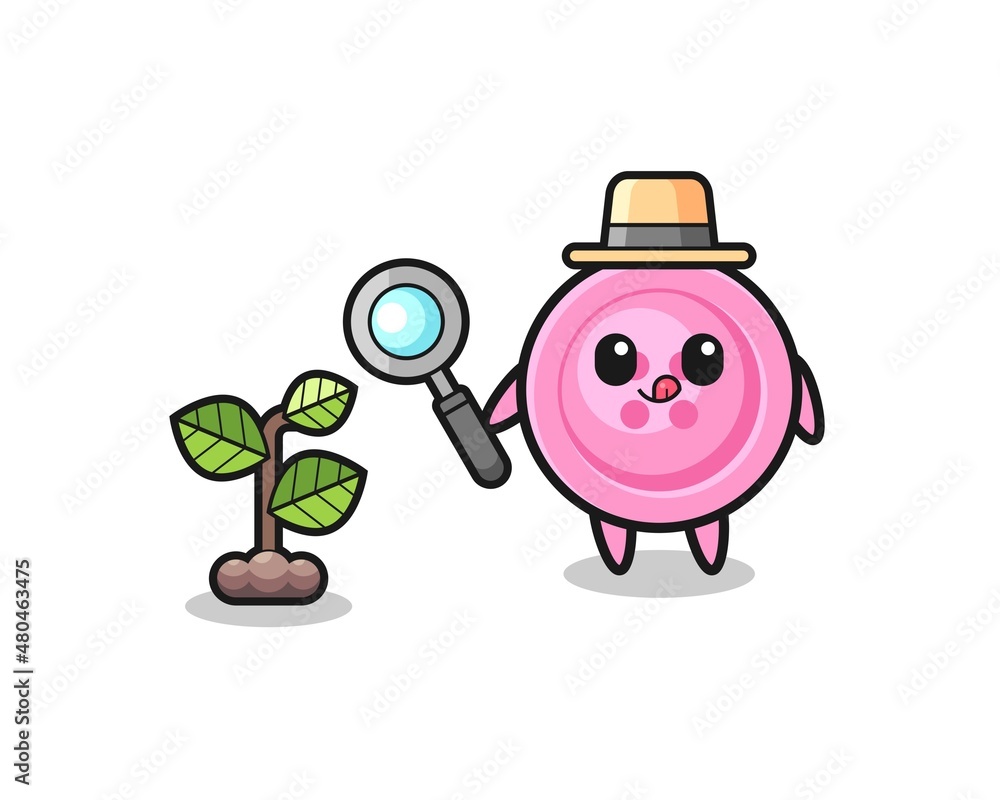Fototapeta premium cute clothing button herbalist researching a plants