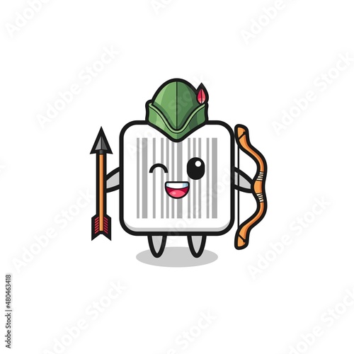 barcode cartoon as medieval archer mascot