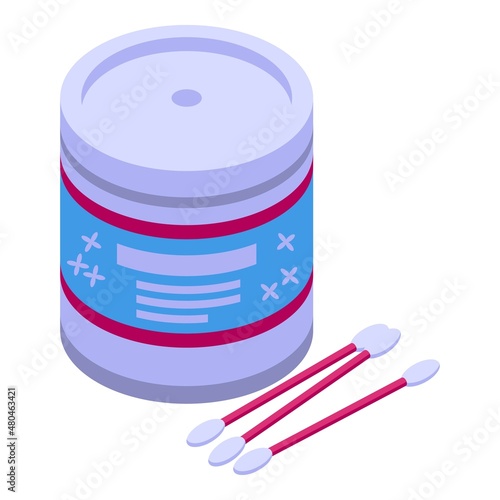 Ear sticks box icon isometric vector. Cotton swab