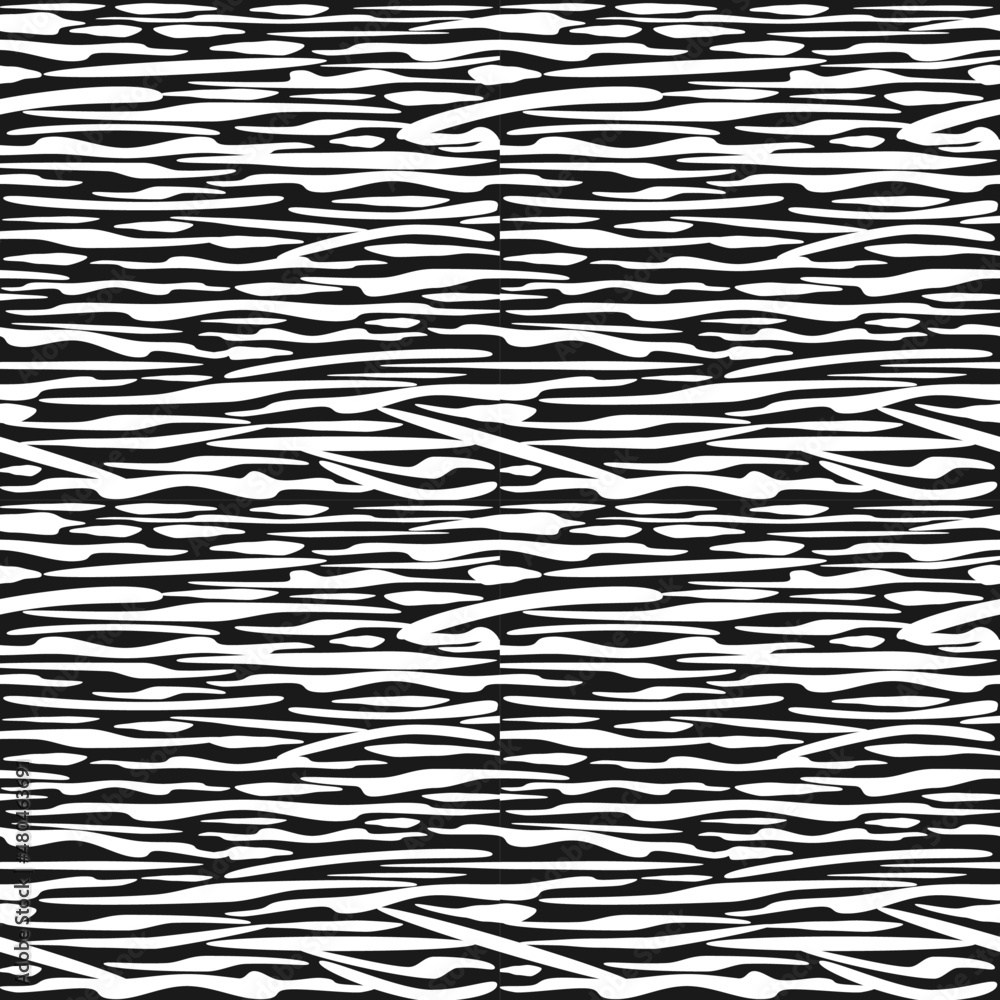 Repeating black and white pattern, abstract lines, spots, elements, for printing on textiles and paper Repeating black and white pattern, abstract lines, spots, elements, for printing on textiles and paper