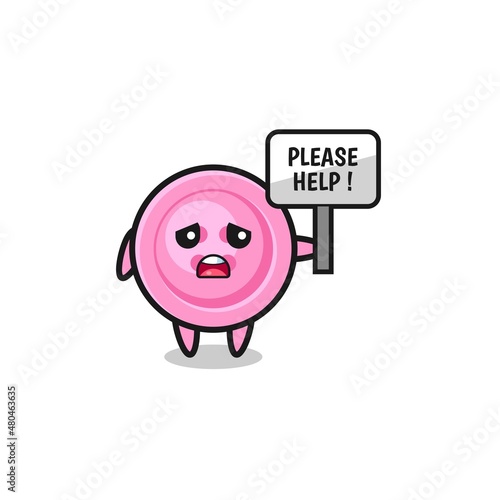 cute clothing button hold the please help banner