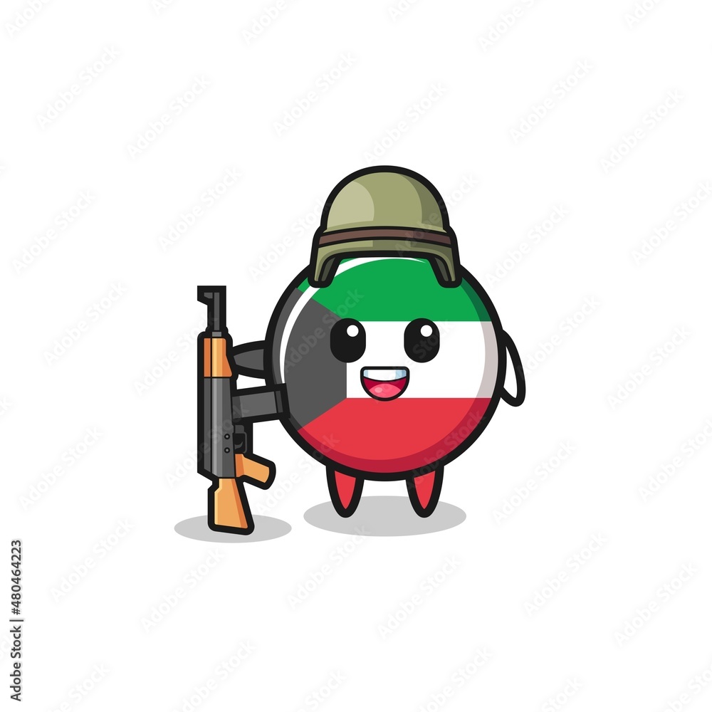 cute kuwait flag mascot as a soldier cute kuwait flag mascot as a soldier