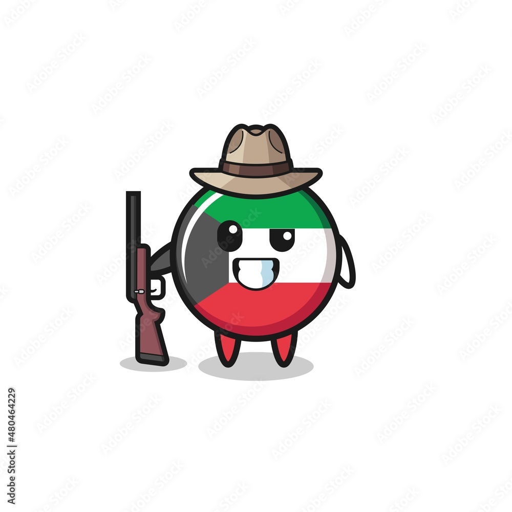 kuwait flag hunter mascot holding a gun
