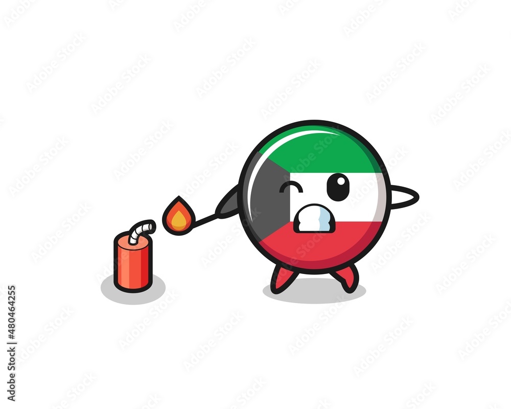 kuwait flag mascot illustration playing firecracker kuwait flag mascot illustration playing firecracker