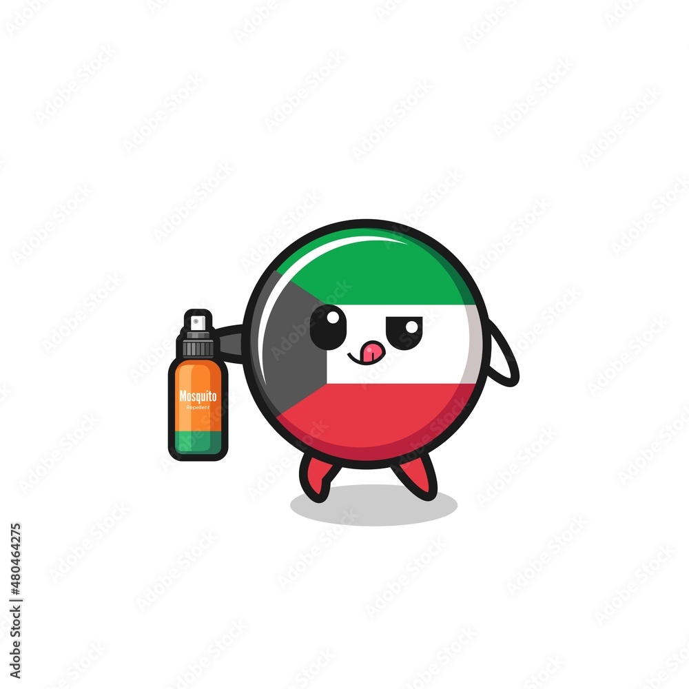 cute kuwait flag holding mosquito repellent