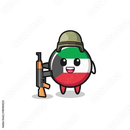 cute kuwait flag mascot as a soldier