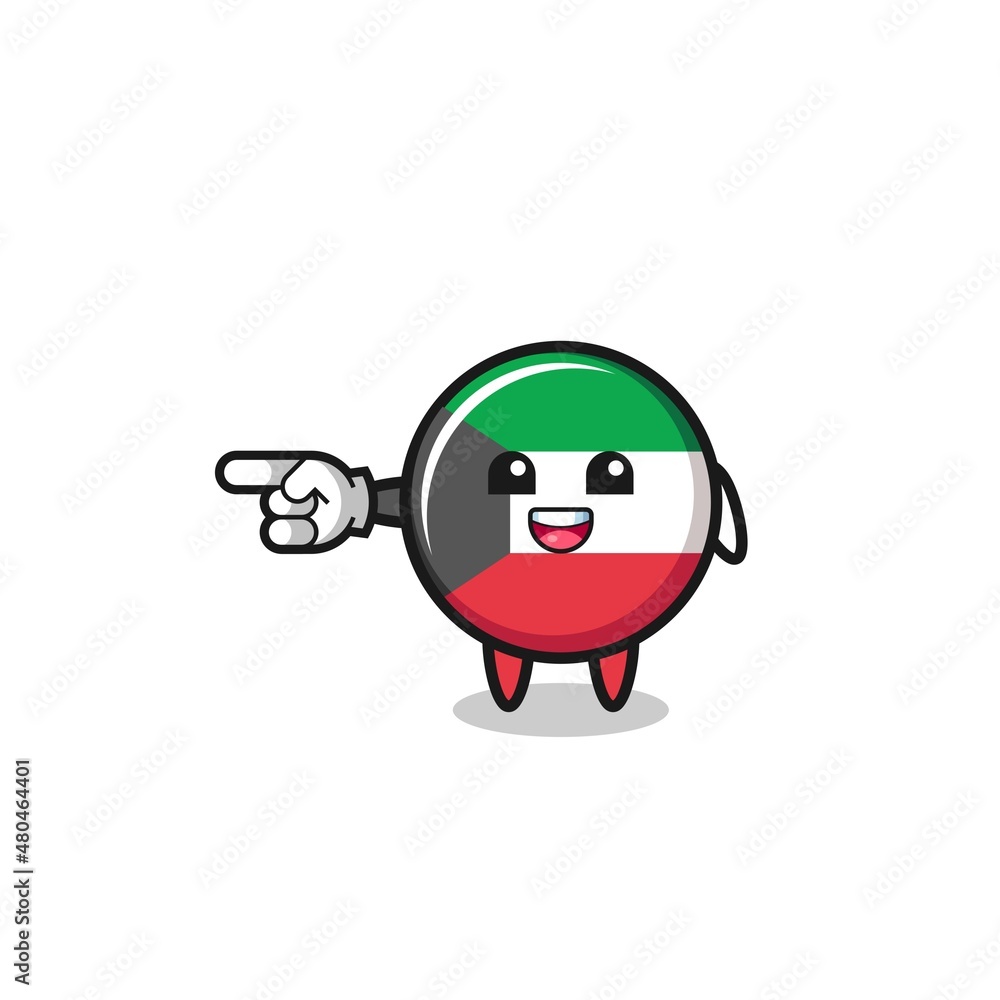 kuwait flag cartoon with pointing left gesture kuwait flag cartoon with pointing left gesture