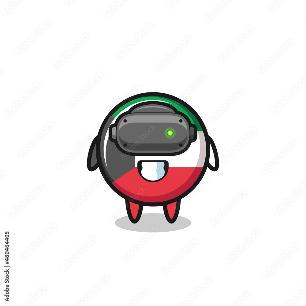 cute kuwait flag using VR headset cute kuwait flag using VR headset