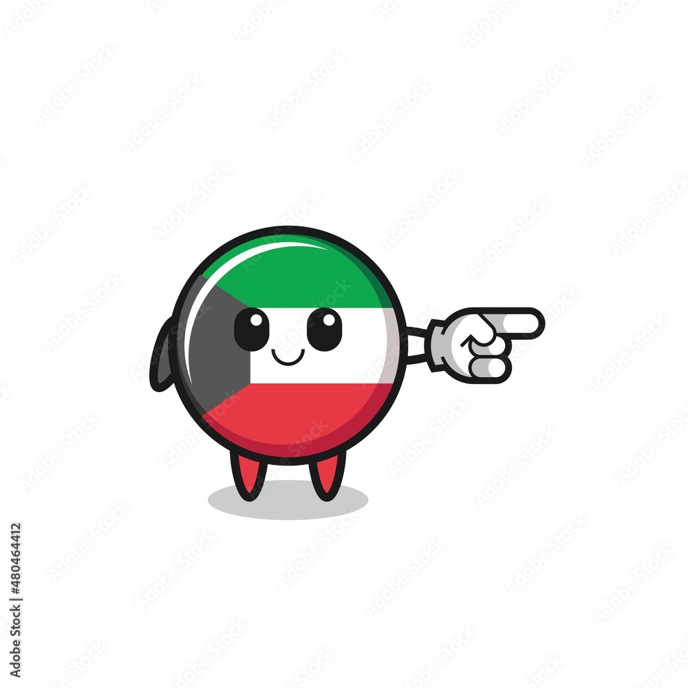 kuwait flag mascot with pointing right gesture kuwait flag mascot with pointing right gesture