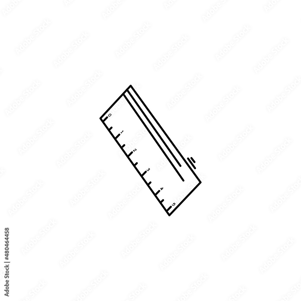Simple Hand drawing Line of Little Ruler Vector graphic Illustration. Outline drawing for Kids