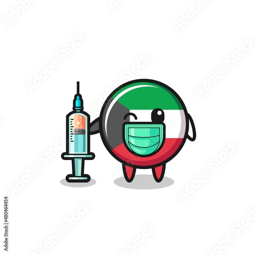 kuwait flag mascot as vaccinator