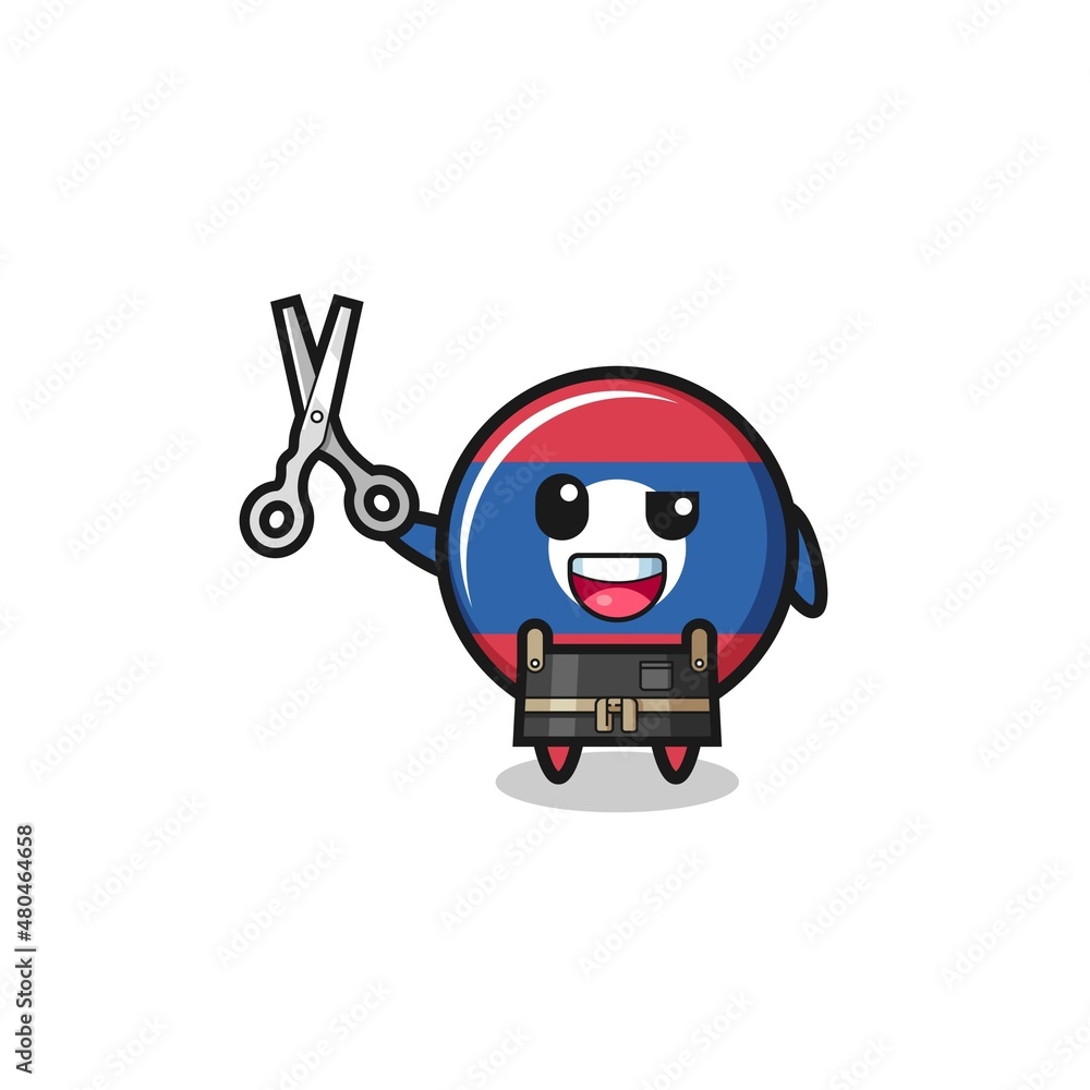 Fototapeta premium laos flag character as barbershop mascot