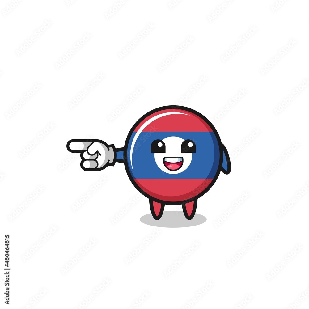 laos flag cartoon with pointing left gesture laos flag cartoon with pointing left gesture