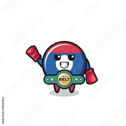 laos flag boxer mascot character