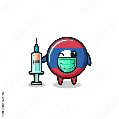 laos flag mascot as vaccinator