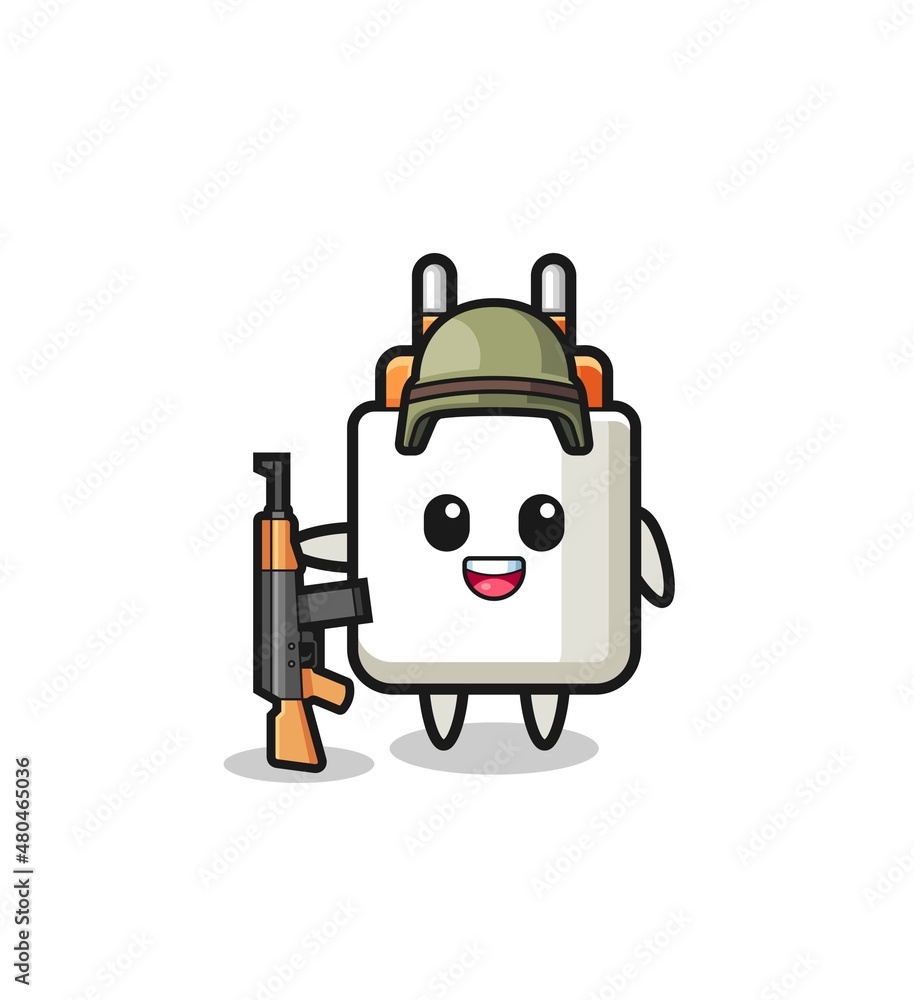 cute power adapter mascot as a soldier cute power adapter mascot as a soldier