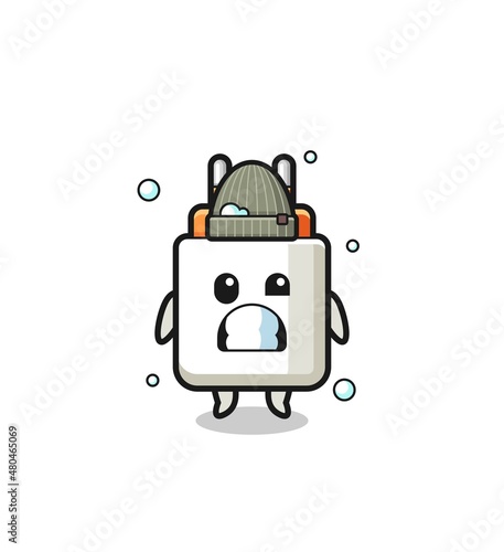cute cartoon power adapter with shivering expression