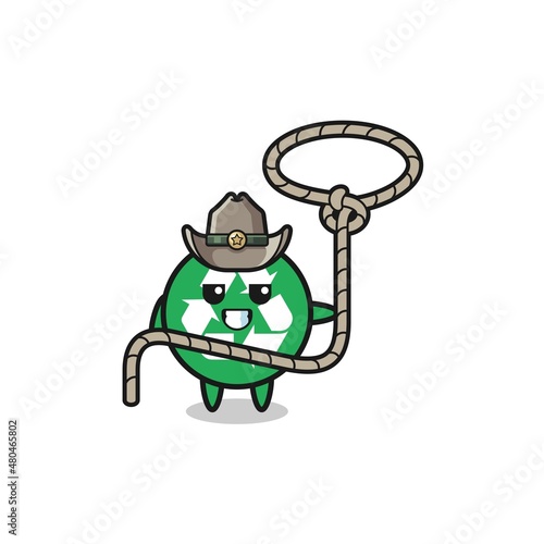 the recycling cowboy with lasso rope