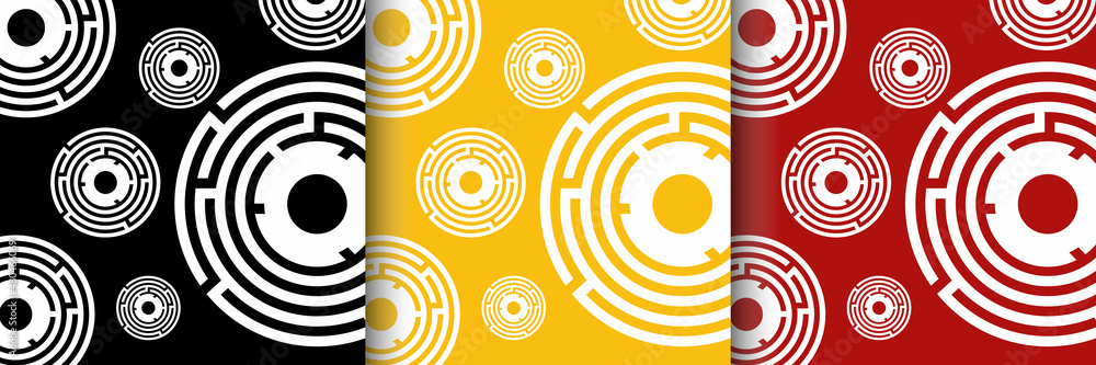 Escape Room collection pattern or background in three color versions. Quest Room design template concept. Background design, modern trend design. Vector Illustration. Escape Room collection pattern or background in three color versions. Quest Room design template concept. Background design, modern trend design. Vector Illustration.