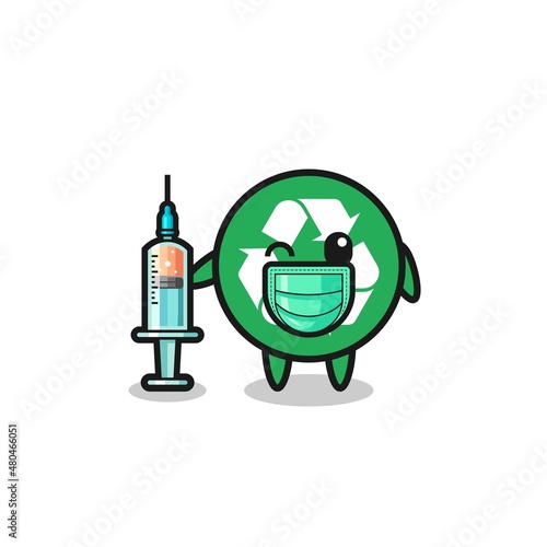recycling mascot as vaccinator