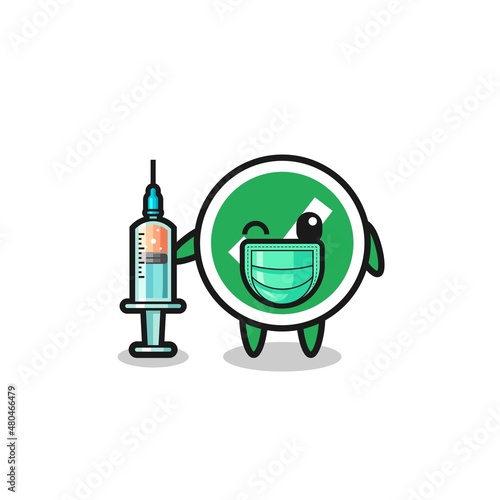 check mark mascot as vaccinator