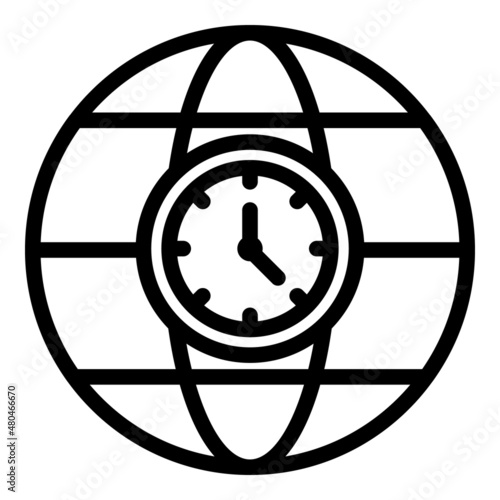 Earth time zone icon outline vector. Local time