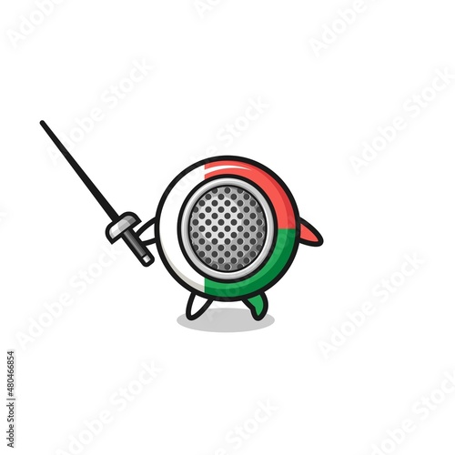 madagascar flag earth cartoon as fencer mascot