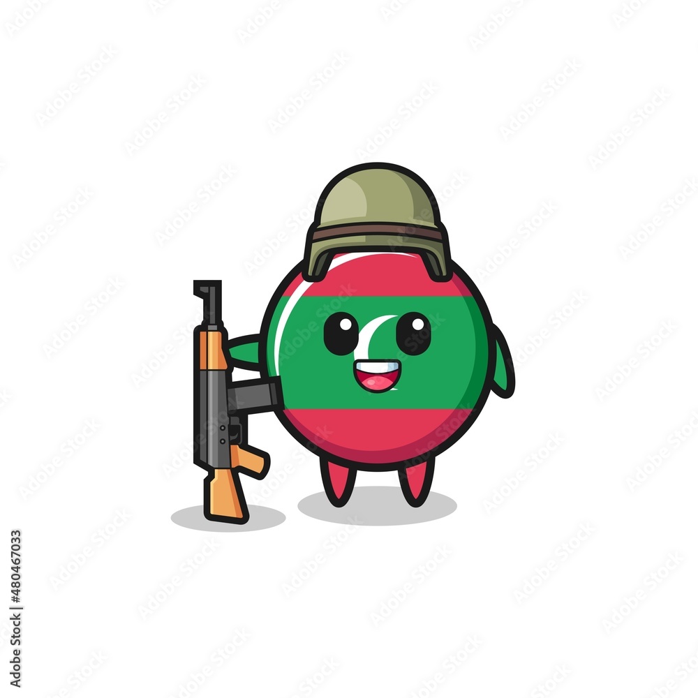 cute maldives flag mascot as a soldier cute maldives flag mascot as a soldier