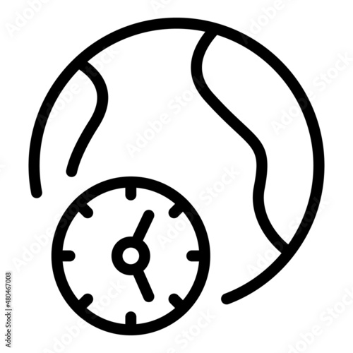 China time zone icon outline vector. International map
