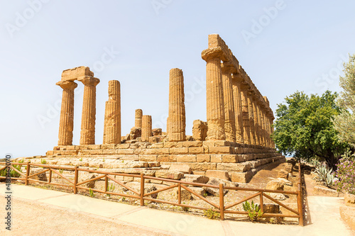 Wonderful Sceneries of The Temple of Juno (Tempio di Giunone) In Valley of Temples, Agrigento, Sicily, Italy. photo