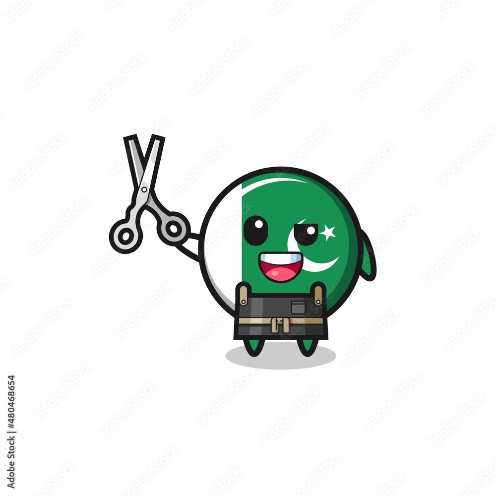 Obraz premium pakistan flag character as barbershop mascot
