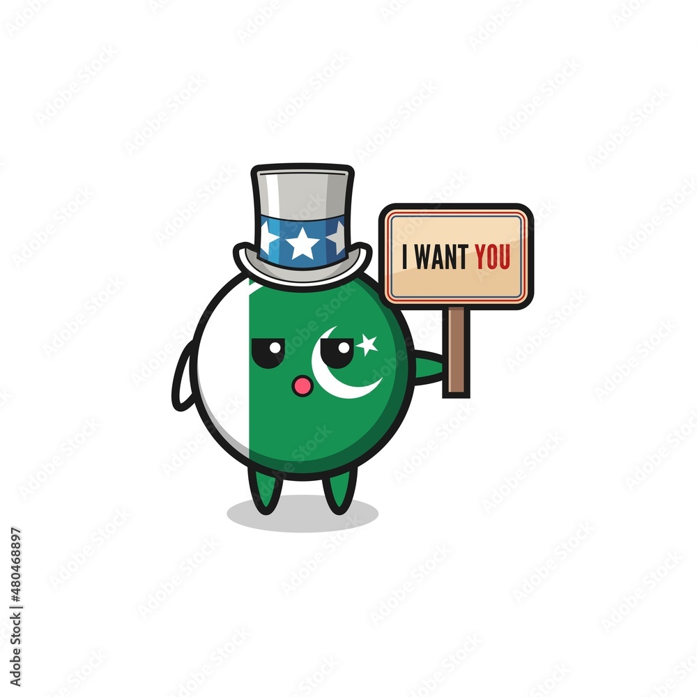 pakistan flag cartoon as uncle Sam holding the banner I want you pakistan flag cartoon as uncle Sam holding the banner I want you