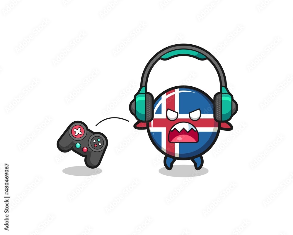 iceland flag gamer mascot is angry iceland flag gamer mascot is angry