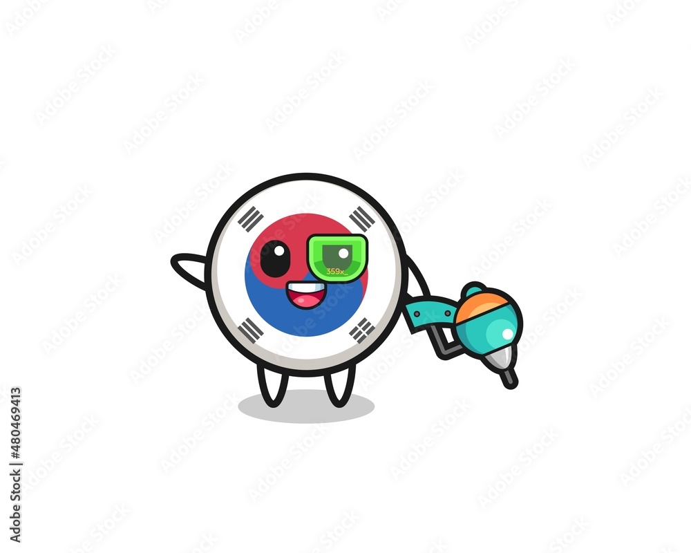 south korea flag cartoon as future warrior mascot south korea flag cartoon as future warrior mascot