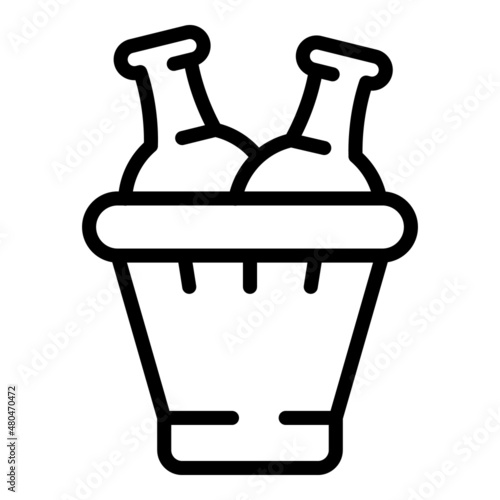 Champagne bottle ice bucket icon outline vector. Sommelier drink