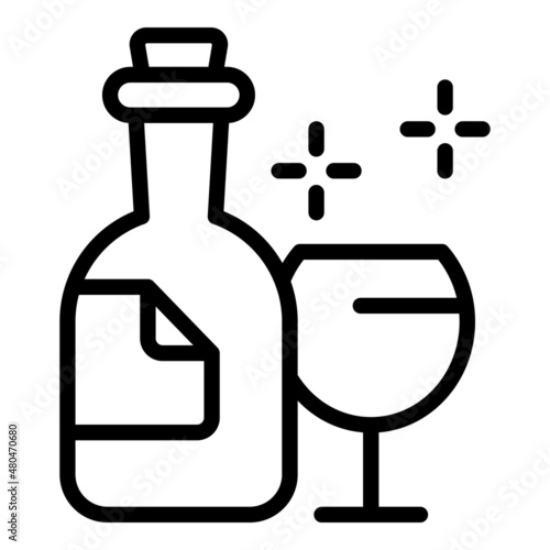 Champagne bottle icon outline vector. Sommelier drink