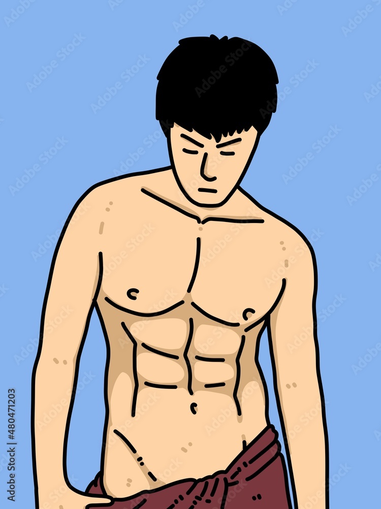 Fototapeta premium cute man cartoon on blue background