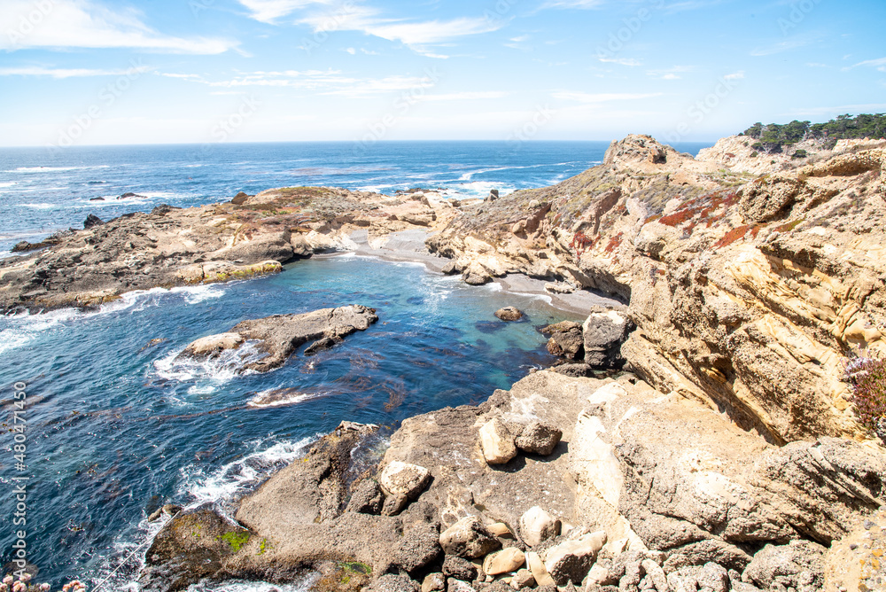 Tidepools and Oceanside Views Along California Cliffs on the Coast