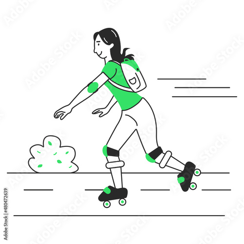 woman skates on roller skates