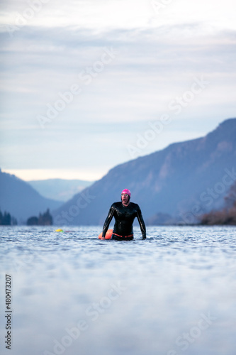 Swimmer coming out of the water
