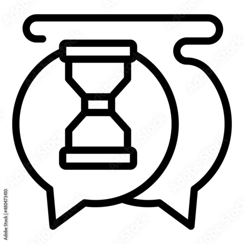 Hourglass chat support icon outline vector. Call service