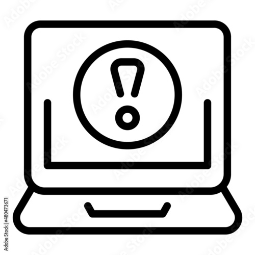 Attention laptop support icon outline vector. Customer chat